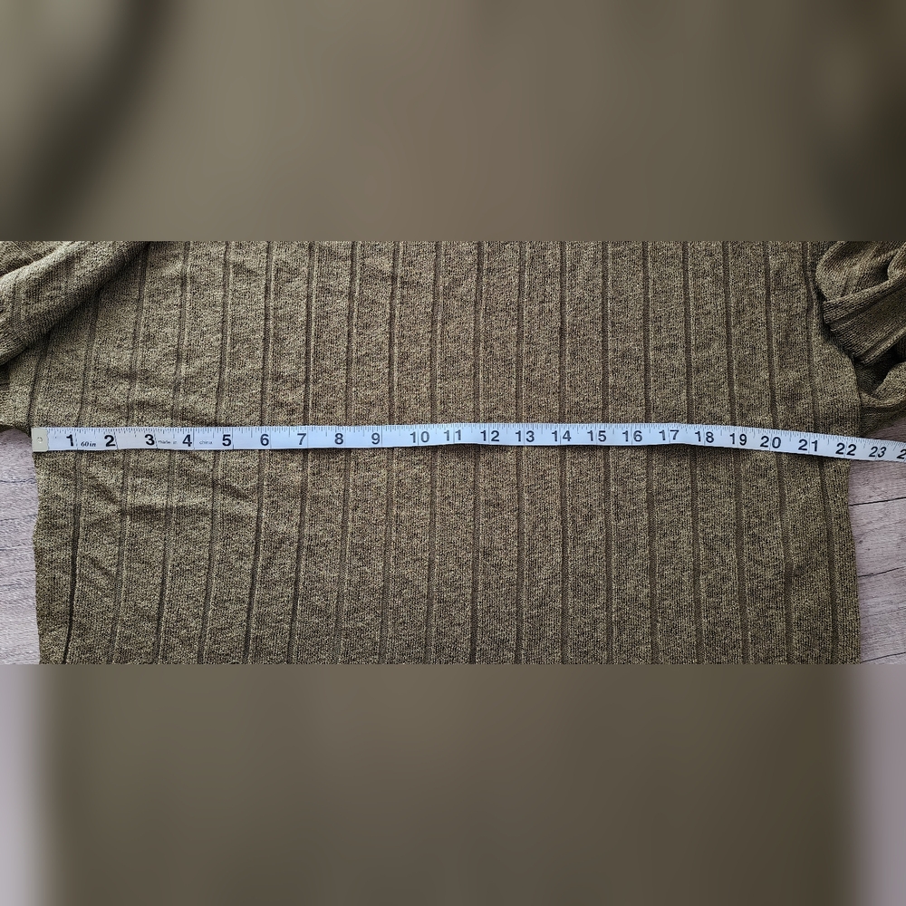 Zara Olive Green Ribbed Knit Cropped Boho Top with Tie Sleeves Women's Small - Picture 5 of 7